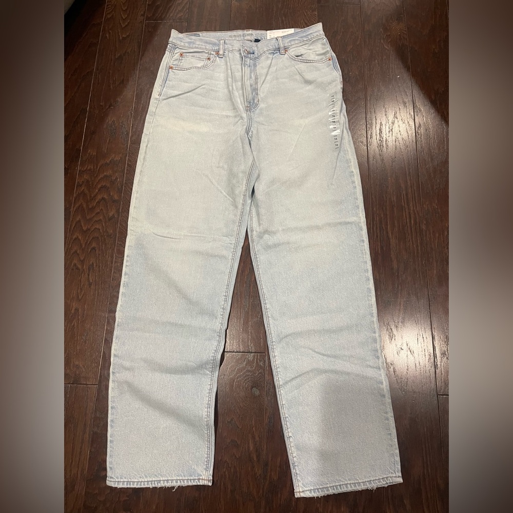 American Eagle Highest Rise Baggy Straight Strigid Jean Women  Size 16L/33 NEW